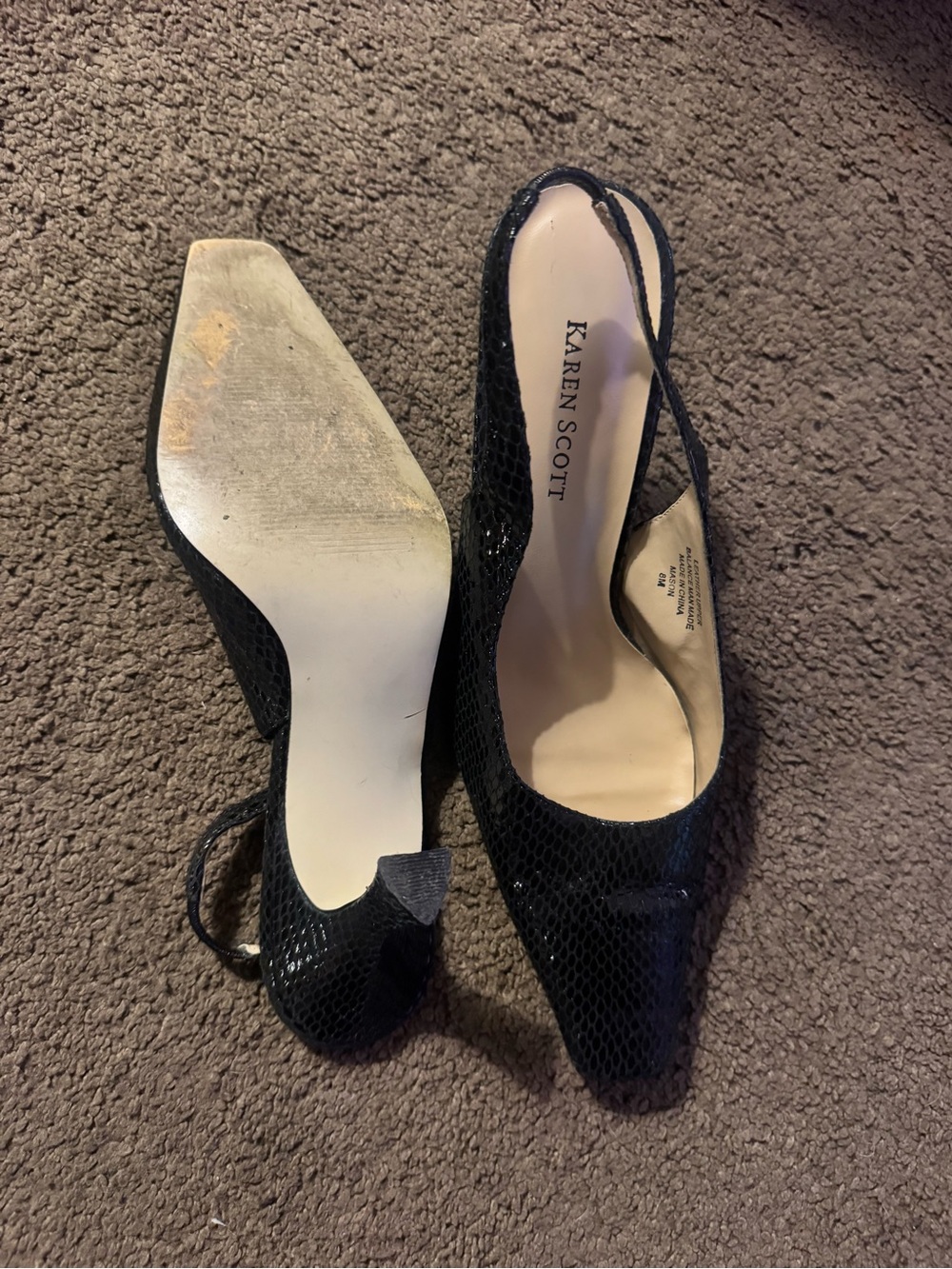 Karen Scott Black Textured Slingback Pointed Pumps